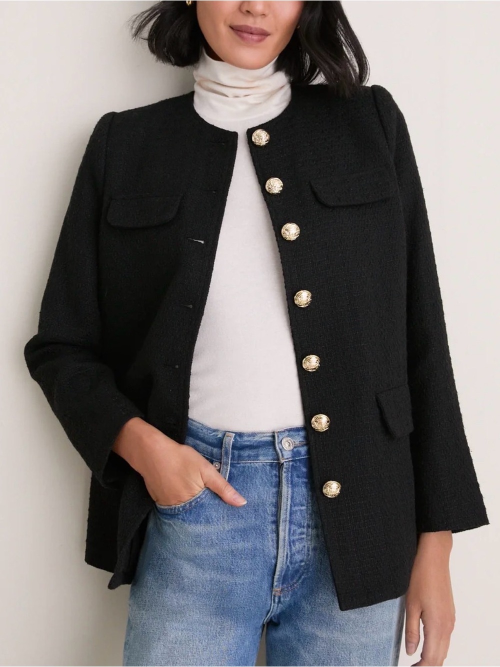 Tuckernuck POMANDER PLACE Black Tweed Jennings Jacket Large